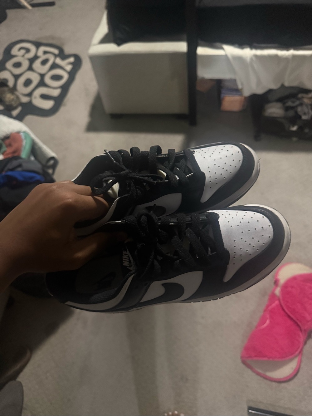 Nike Kids Black and White Low-Top Sneakers with Swoosh